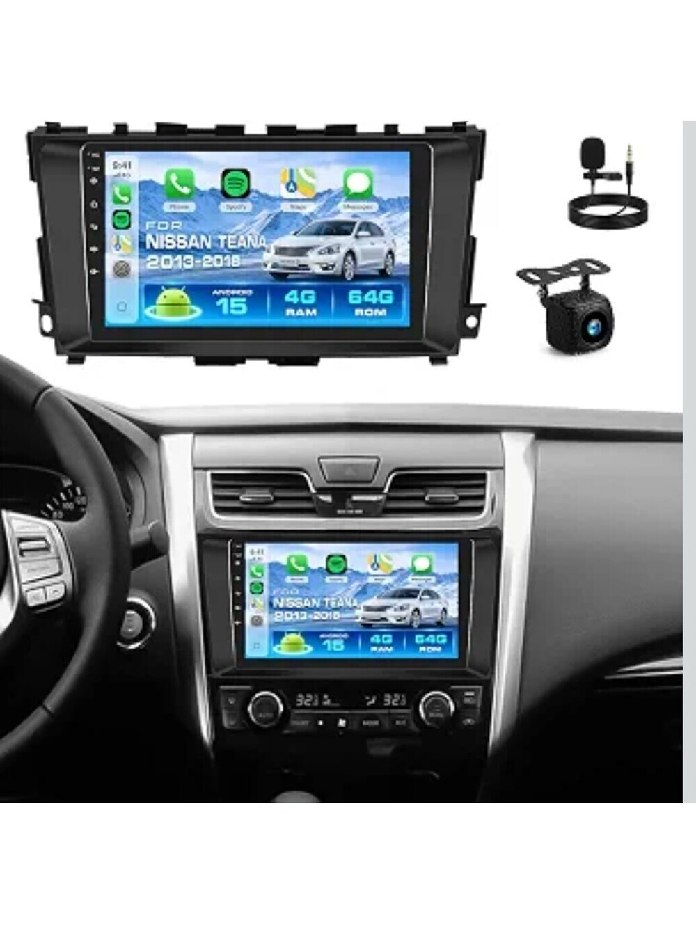 Nissan Teana 2013-2018 Android 15 Car Stereo 9" IPS Wireless CarPlay 4+64GB